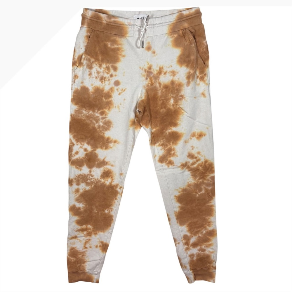 MATE The Label Dress Clean Tie Dye Joggers Medium Organic Cotton Brown Cream LA